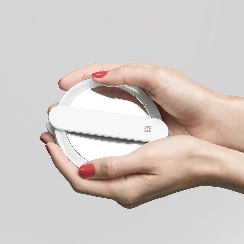 ZWILLING Premium Cosmetic Mirror – 10x Magnification, LED Light, Rechargeable, 360° Swivel, Daylight White