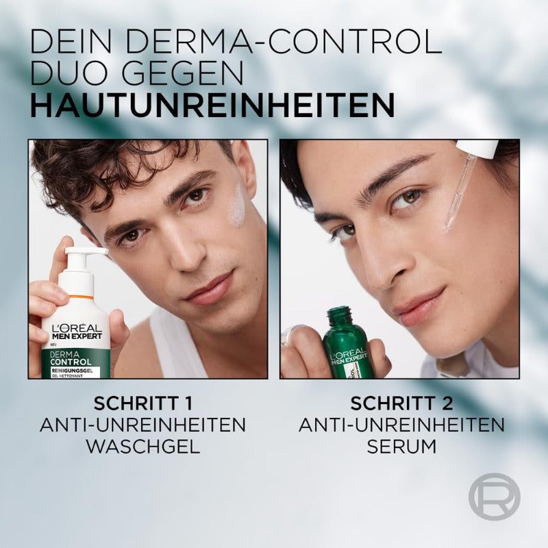 L'Oréal Men Expert Anti-Pickel Pflegeset Für Männer, Geschenkset Mit Waschgel Und Serum Für Unreine Haut, Geschenke Für Herren Mit Salicylsäure & Niacinamide, Derma Control, 1 X 260 Ml, 1 X 30 Ml