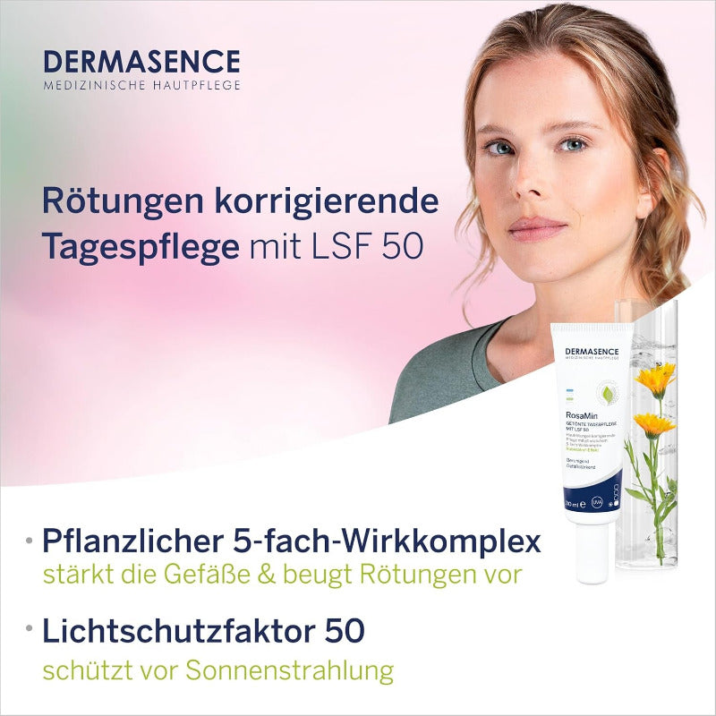 DERMASENCE Rosamin Getönte Tagespflege LSF 50, 30 Ml - Rötungen Korrigierende Tagespflege Mit LSF 50 Für Couperose Und Zu Rosacea Neigende Haut