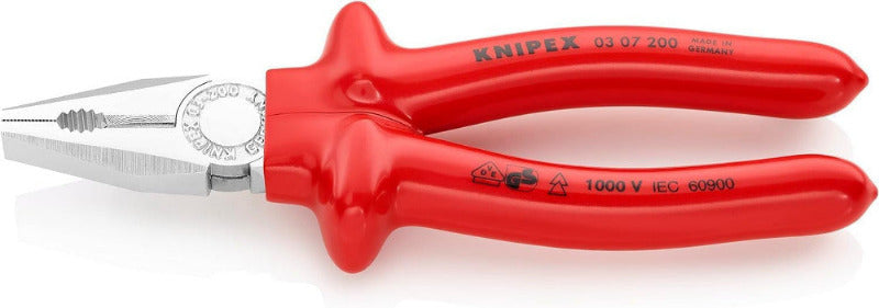 KNIPEX 03 02 180 Combination Pliers – 180 mm | Cuts Copper & Steel Wire, Grips Flat & Round Material