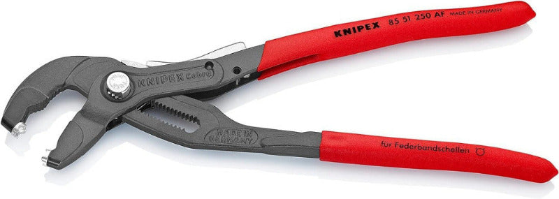 KNIPEX Hose Clamp Pliers with Locking Mechanism, Non-Slip Coating, 250 mm – 85 51 250 AF