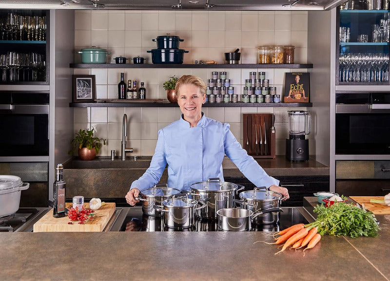 CORNELIA POLETTO by ZWILLING Cookware Set – 5-Piece, Stainless Steel with Glass Lids & Silicone Handles