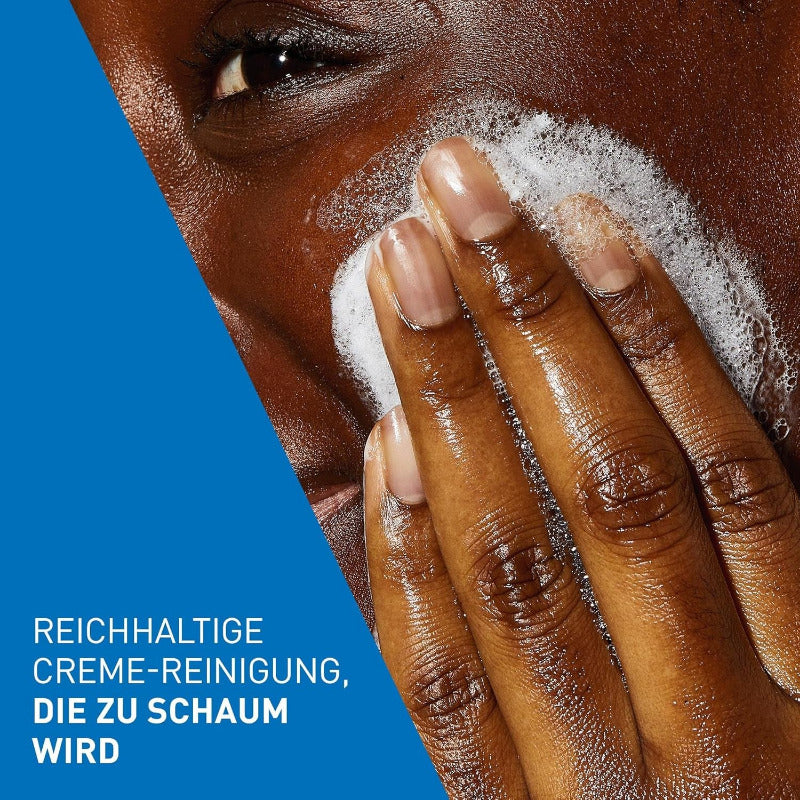Cerave Creme-Zu-Schaum Reinigung, Feuchtigkeitsspendende Reinigungscreme, Für Normale Bis Trockene Haut, Entfernt Schmutz Und Make-Up, Mit Hyaluron Und Ceramiden, 236 Ml
