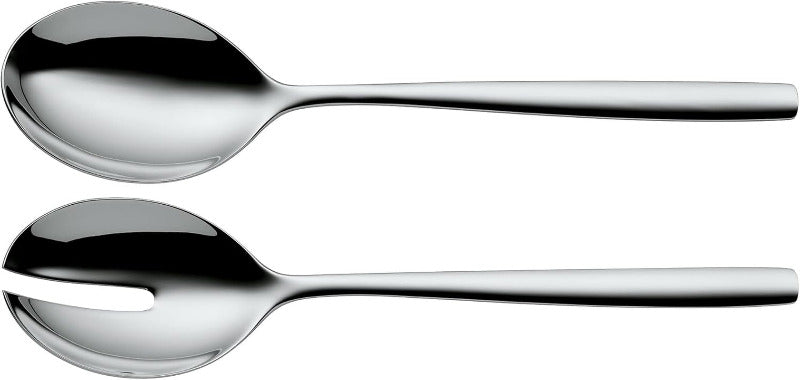 WMF Taverno 3-Piece Salad Bowl Set Glass Salad Bowl with Stainless Steel Servers