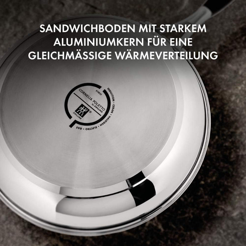 CORNELIA POLETTO by ZWILLING Stainless Steel Frying Pan – 28 cm | Diamond Non-Stick, Induction-Ready