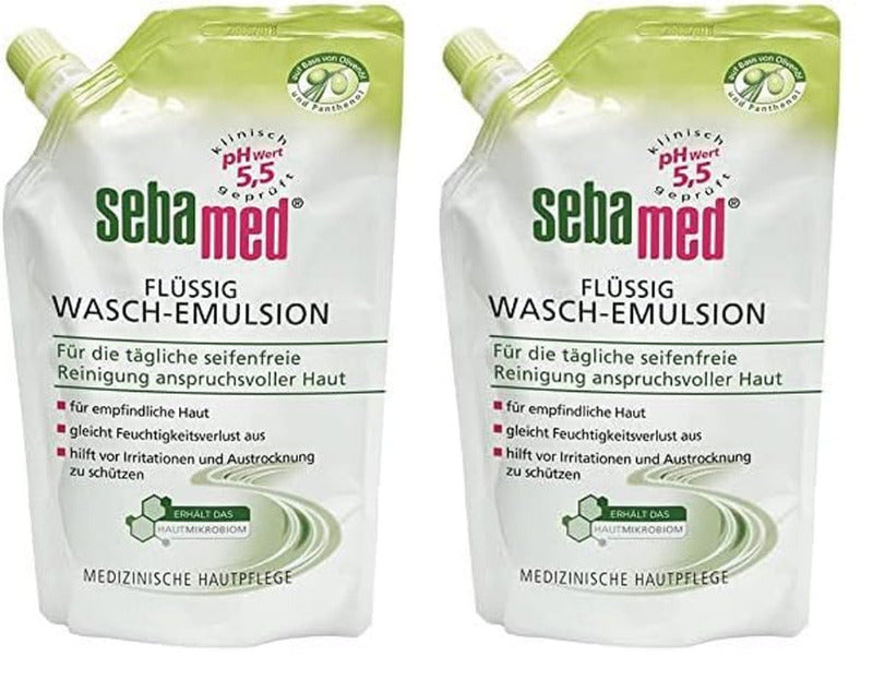 Sebamed Flüssig Wasch-Emulsion Olive Nachfüllbeutel 400 Ml, Die Extra-Milde, Seifenfreie Reinigungsformel Pflegt Sensitive Haut Und Gleicht Feuchtigkeitsverlust Aus