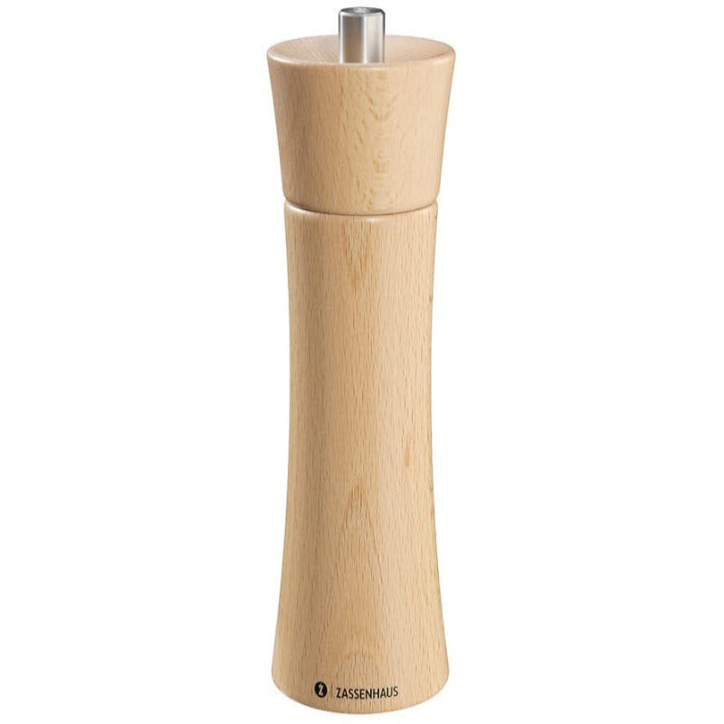 ZASSENHAUS Frankfurt Pepper Mill – 18 cm Beech Wood | Infinitely Adjustable Ceramic Grinder