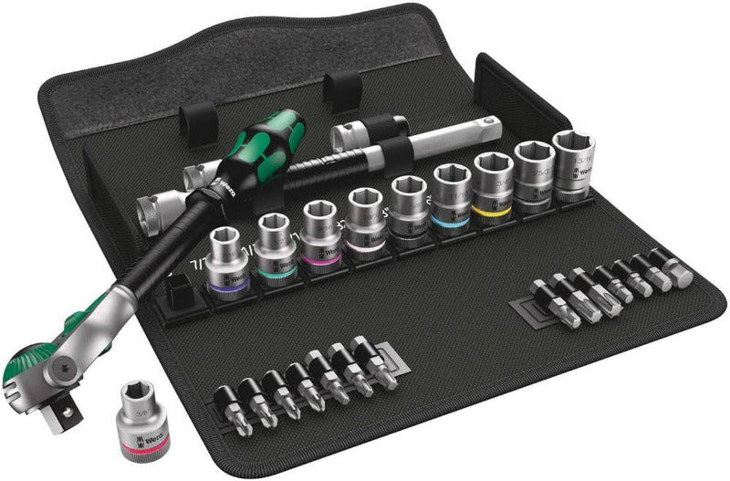 WERA Zyklop Speed Ratchet Set 8100 SA 6, 1/4" Drive, Metric, 28-Piece – Chrome Finish