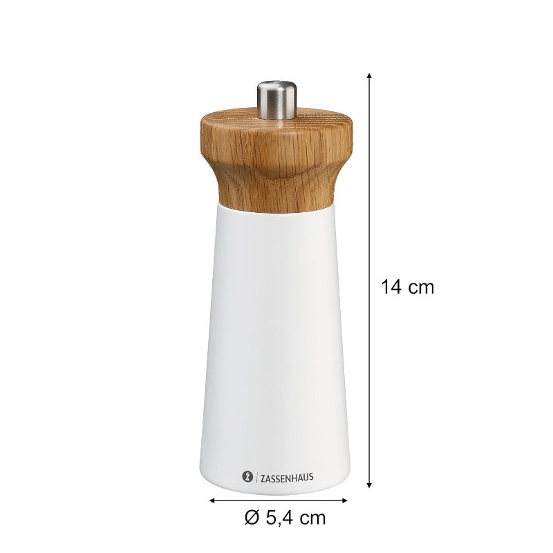 ZASSENHAUS Salt Mill Westerland – White | Beech & Oak | 14 cm