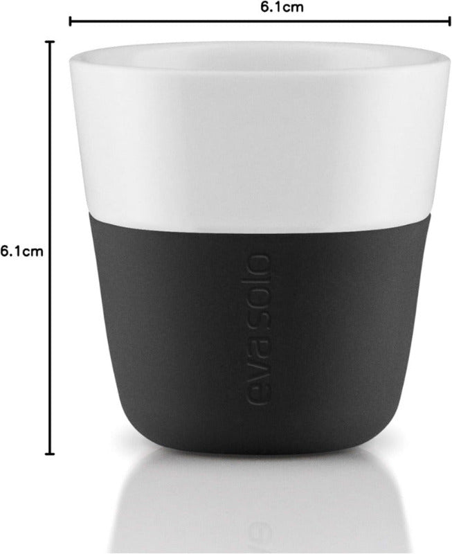 EVA SOLO | 2 Espresso Becher | 80 Ml | Gut Zu Halten Durch Silikonbeschichtung | Spülmaschinenfest | Carbon Schwarz