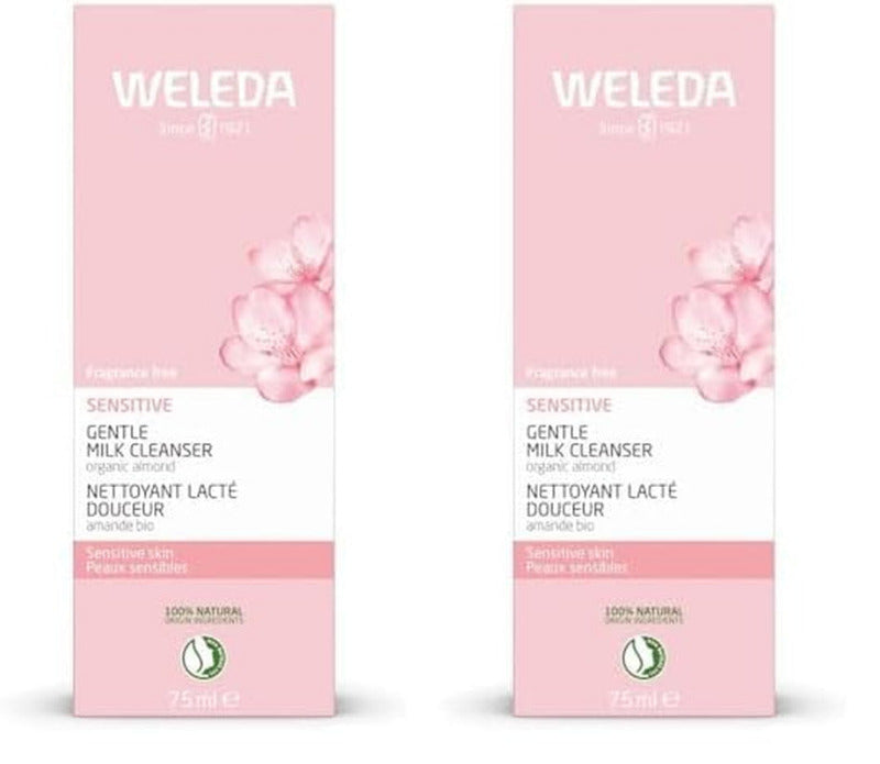 WELEDA Bio Mandel Sensitiv Reinigungsmilch, Sanfte Porentiefe Naturkosmetik Reinigung Für Sensible Haut Im Gesicht, Geeignet Für Neurodermitiker Und Schonende Entfernung Von Make-Up (1 X 75 Ml)