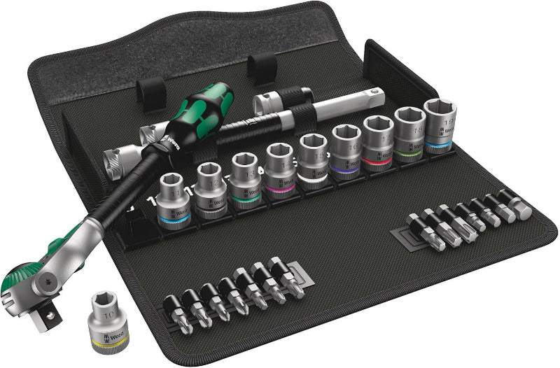 Wera Zyklop Speed-Knarrensatz 8100 SA 6, 1/4 Zoll-Antrieb, Metrisch, Silber, 28-Teilig, 05004016001