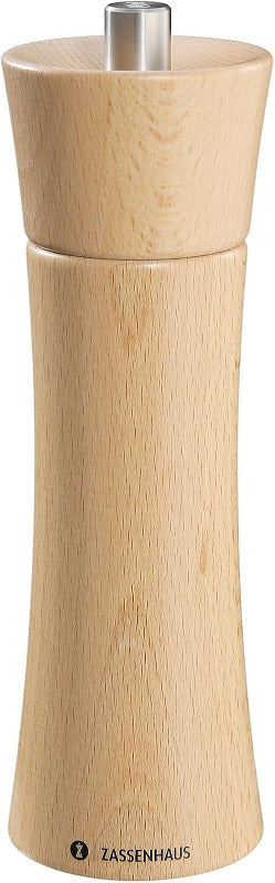 ZASSENHAUS Frankfurt Salt Mill – 18 cm | Beech Wood | Precision Ceramic Grinder