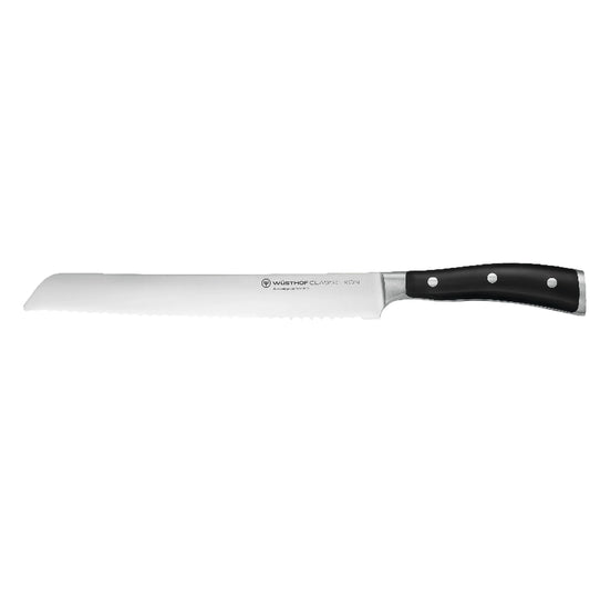 WÜSTHOF Classic Ikon Bread Knife 23 cm Serrated Edge Black Handle