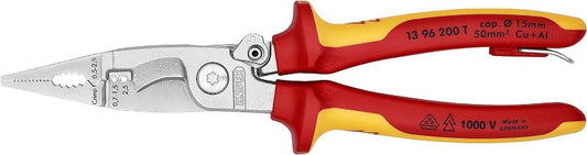 KNIPEX 13 96 200 T Electrical Installation Pliers – VDE‑Insulated 200 mm