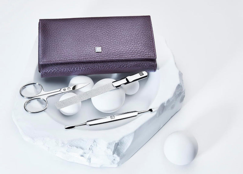 ZWILLING 7-Piece Manicure & Pedicure Set – Polished Stainless Steel in Purple Leather Case