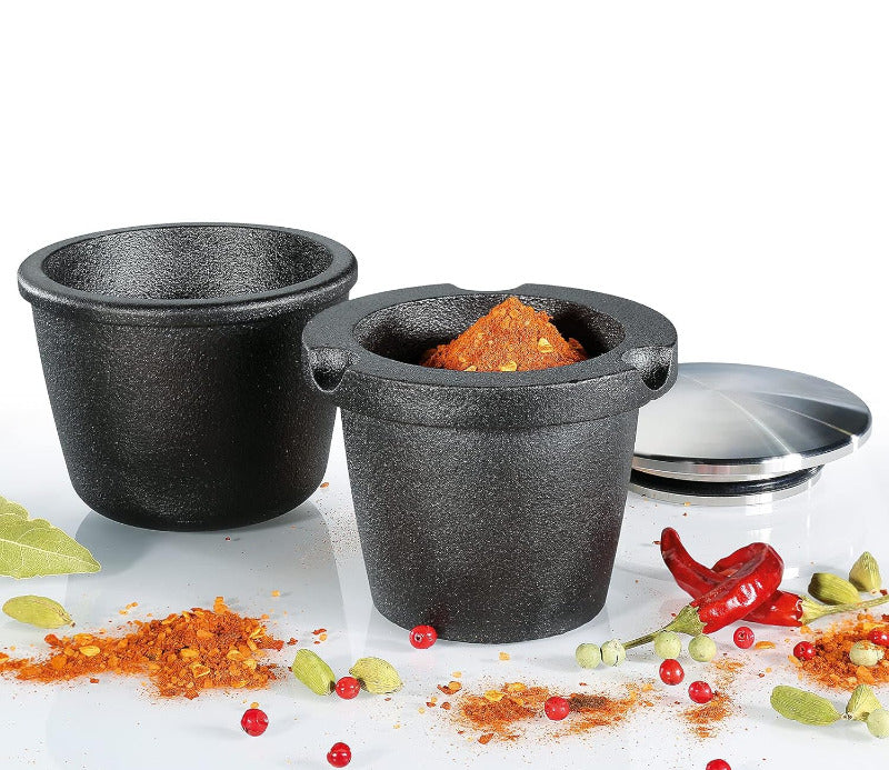 ZASSENHAUS 76134 Spice Grinder & Mortar – Cast Iron with Storage Lid | 8cm