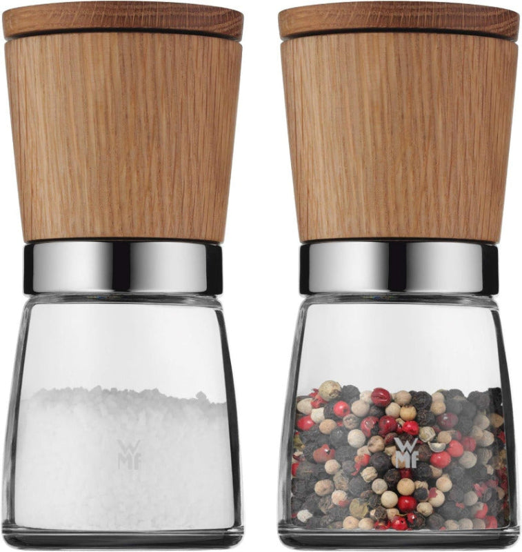 WMF Ceramill Nature Salt & Pepper Mill Set – 2-Pieces Wooden Mills with Ceramic Grinder