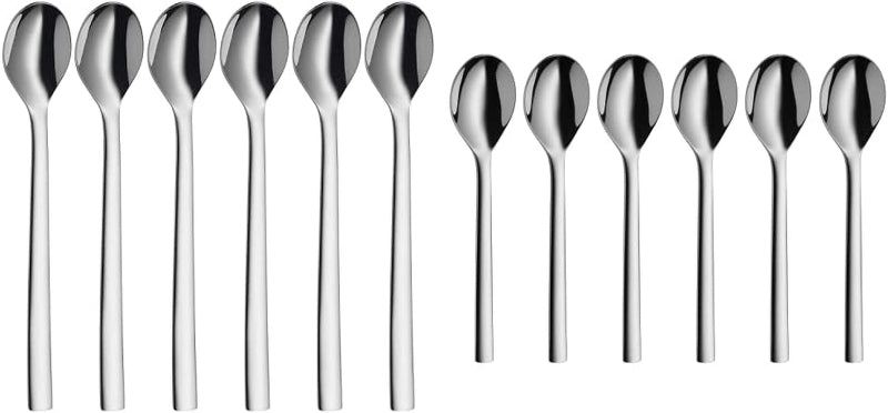 WMF Nuova Latte Macchiato Löffel Set 6-Teilig, Lange Löffel 19 Cm, Joghurtlöffel, Cromargan Edelstahl Poliert, Spülmaschinengeeignet