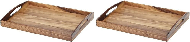 ZASSENHAUS Rectangular Wooden Serving Tray with Handles – Acacia Wood, 53×41×7 cm