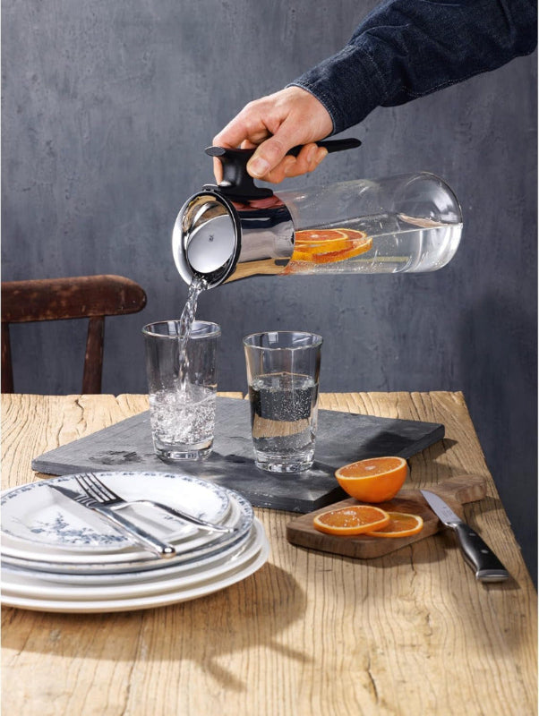 WMF Basic Water Carafe with Handle – 1.5L Glass Carafe with Silicone Lid