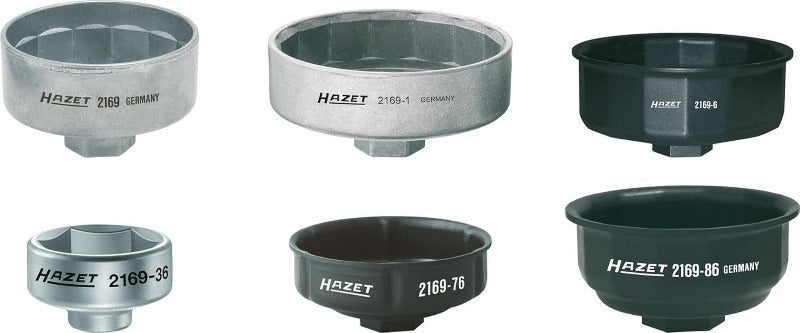 HAZET Ölfilterschlüssel 2169 I Passend Für Verschiedene Ölfilter Mit Einem Durchmesser Von 82 Mm, Antrieb: Außensechskant 3⁄8 Zoll I Betätigung Von Ölfiltern Und Ölfilter-Gehäusedeckeln