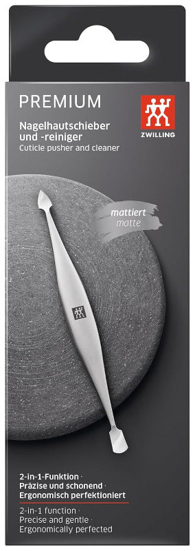 ZWILLING Premium Cuticle Pusher & Nail Cleaner – 125 mm, Double-Ended | Silver