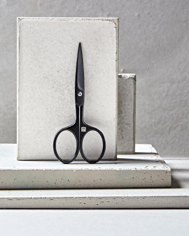 ZWILLING Beard Scissors – 115 mm Premium Stainless Steel, Extended Grip, Fine Tip, Scratch-Resistant, Black