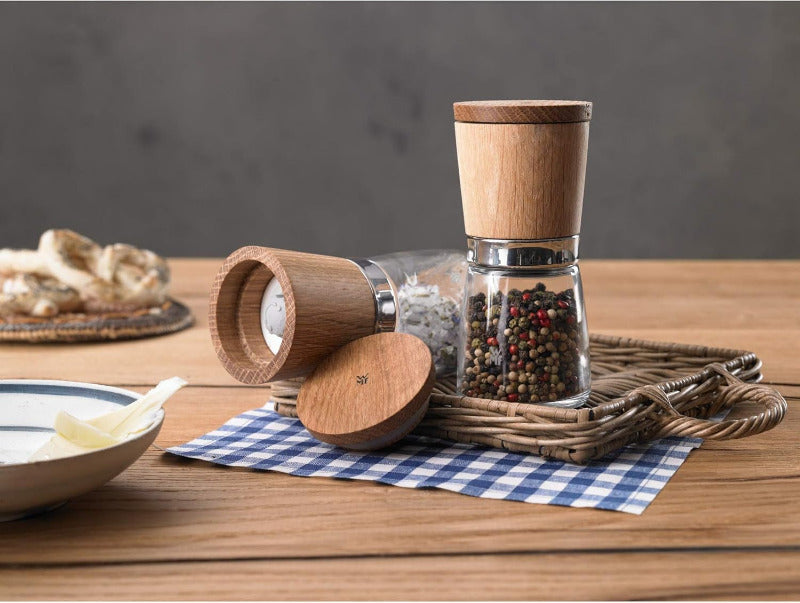 WMF Ceramill Nature Salt & Pepper Mill Set – 2-Pieces Wooden Mills with Ceramic Grinder