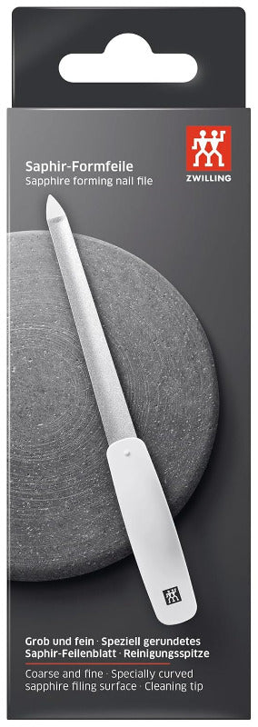 ZWILLING Sapphire Nail File – 160 mm | Double-Sided Sapphire-Coated Formfeile with Polished Tip, Ergonomic Design, White