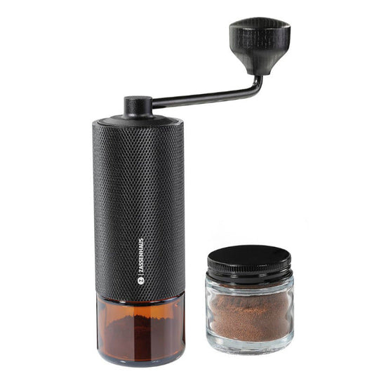 ZASSENHAUS Manual Coffee Grinder – Stainless Steel & Black | Adjustable Ceramic Burr