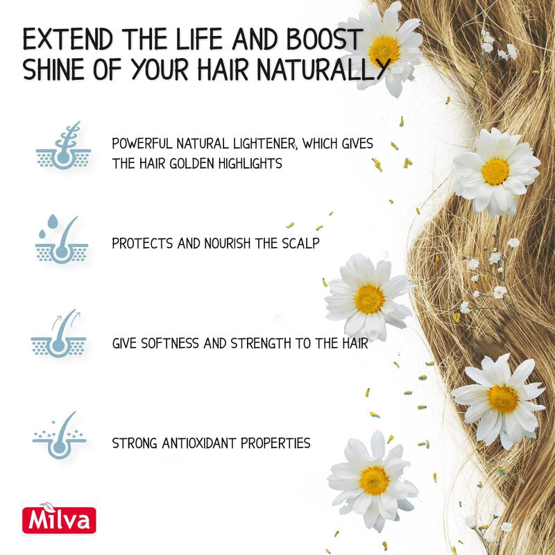 MILVA Kamille Shampoo | Natural Brightening Shampoo for Women – Soothing Care for Sensitive & Dry Scalp | 200ml