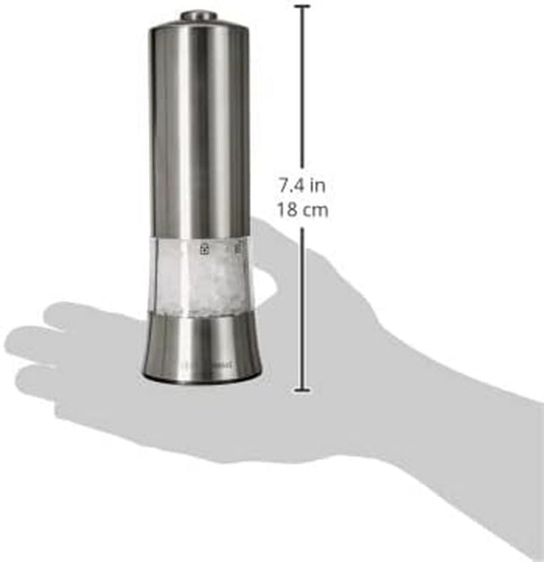 ZASSENHAUS Electric Salt & Pepper Mill GERA | Ceramic Grinder | Stainless Steel | Ø 6 x 20 cm