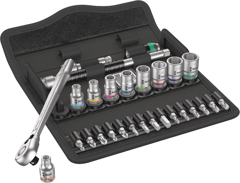 WERA 8100 SA 8 Zyklop Metal Ratchet Set with Switch Lever – 28‑Piece (05004018001)