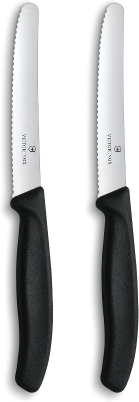 VICTORINOX Swiss Classic Tomato & Snack Knife Set – 6 Pieces, Black Handle, 11cm