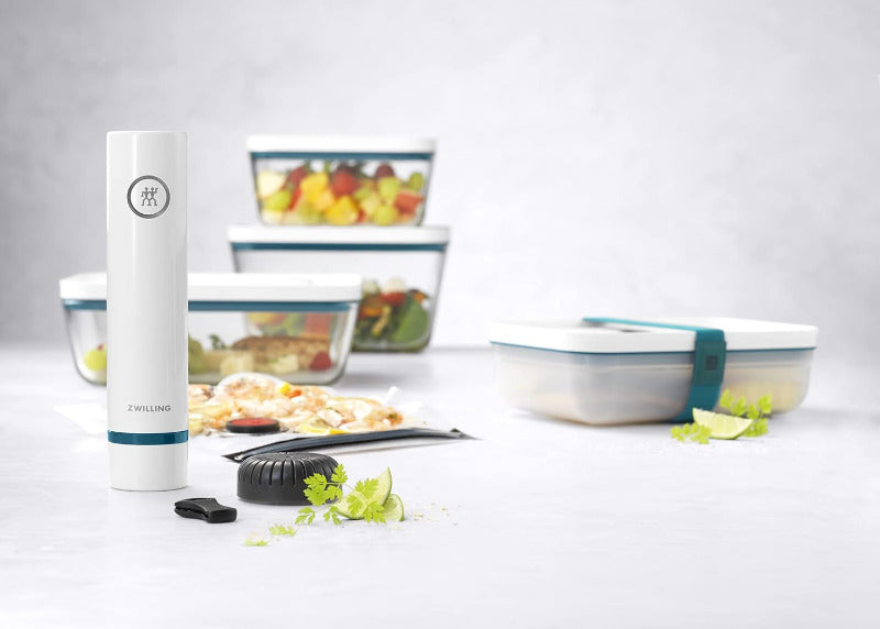 ZWILLING Fresh & save Vakuum Starterset Für Lebensmittel, Glas, 16-Teilig, Inkl. Dose, Pumpe Und Beutel, La Mer