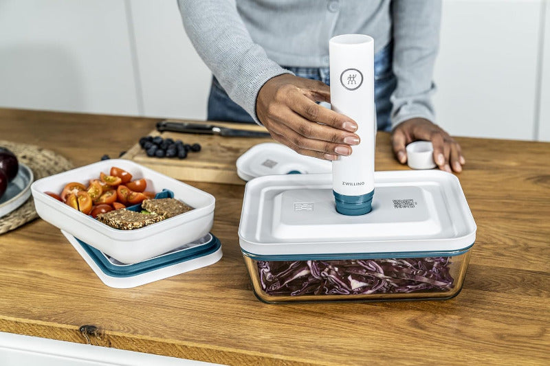 ZWILLING Fresh & save Vakuum Starterset Für Lebensmittel, Glas, 16-Teilig, Inkl. Dose, Pumpe Und Beutel, La Mer