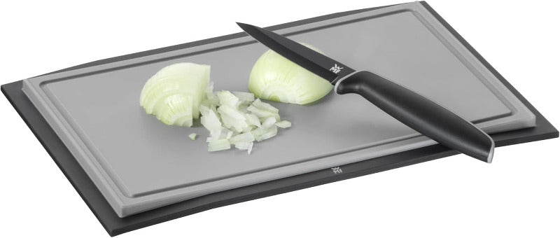 WMF Touch Cutting Board – 32 x 20 cm Black Plastic Chopping Board with Juice Groove