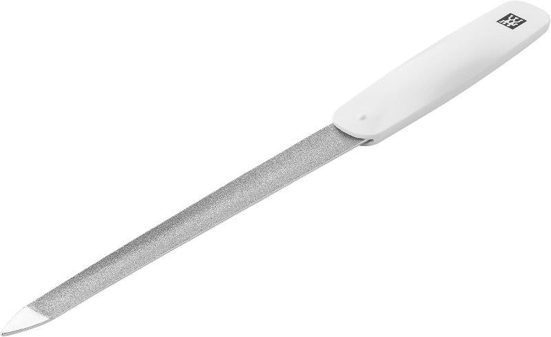 ZWILLING Sapphire Nail File – 160 mm | Double-Sided Sapphire-Coated Formfeile with Polished Tip, Ergonomic Design, White