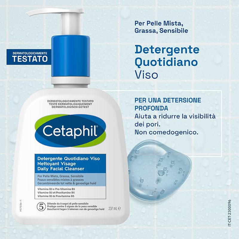 CETAPHIL Daily Facial Cleanser - 237ml | Pore-Minimizing & Non-Comedogenic Formula
