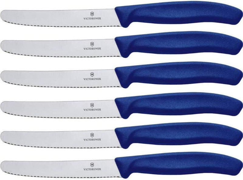 VICTORINOX Swiss Classic Tomato & Snack Knife Set – 6 Pieces, Black Handle, 11cm