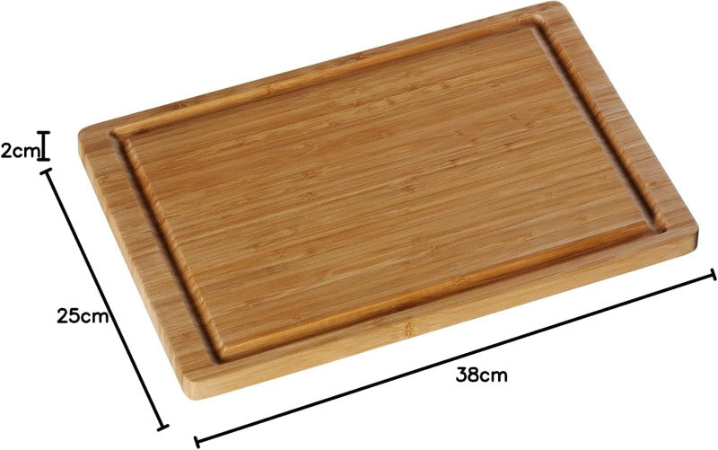 WMF Schneidebrett Bambus Natur, 38 X 25 X 1,9 Cm, Hackbrett, Bambus Brett, Holzbrett Rechteckig, Schneidebrett Holz, Tranchierbrett Mit Saftrille, Küchenbrett Klingenschonend