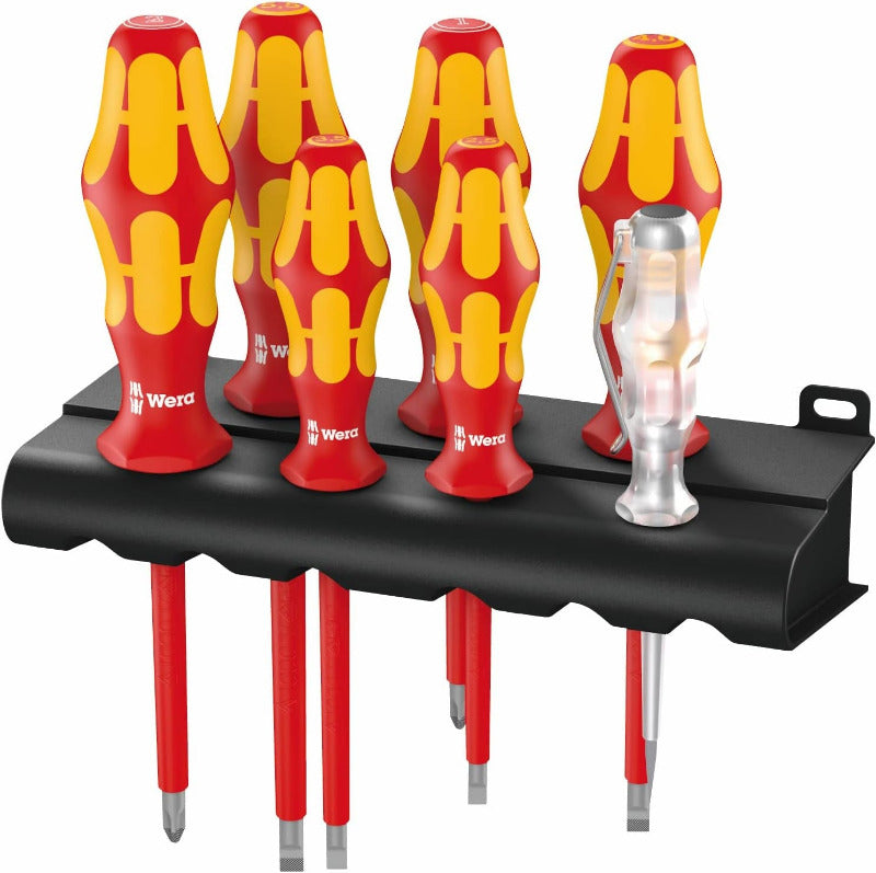 Wera Schraubendrehersatz 932/6 Kraftform Plus: Der Schraubmeißel + Rack, 6-Teilig, 05018282001