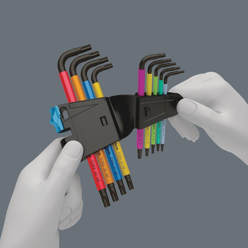 WERA 967/9 TX Multicolour HF‑1 Torx L‑Key Set – 9 Piece with Holding Function (05024179001)