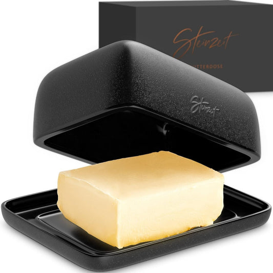 STEINZEIT Design Ceramic Butter Dish | 250g Butter Bell with Lid – Dishwasher Safe, Stylish Butter Keeper for Standard Butter Packs