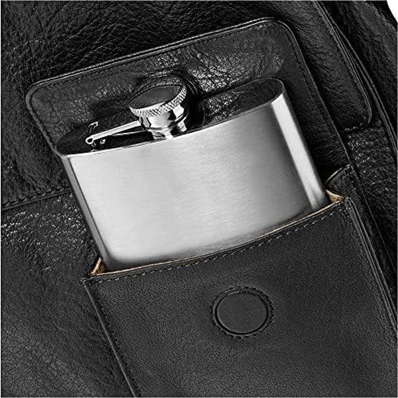 WMF Manhattan Hip Flask Set – 6-Piece 200ml with Leather Case