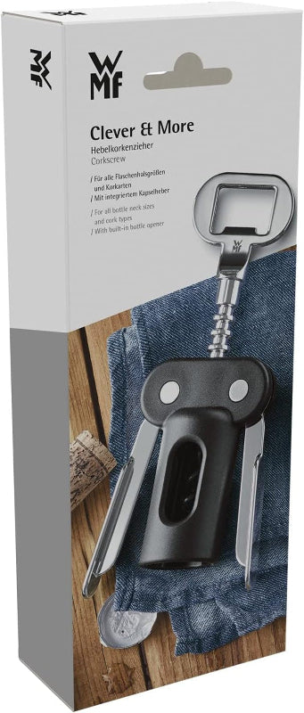 WMF Clever&More Corkscrew Wine Opener – 20 cm With Foil Cutter and Bottle Opener