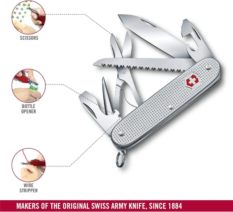 Victorinox Farmer X Alox 93mm Silver | 10-Function Swiss Army Knife