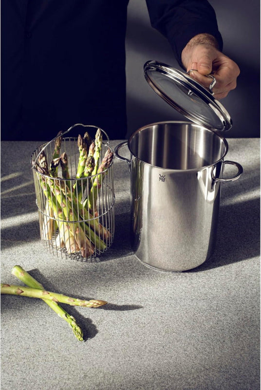 WMF Asparagus Pot – 5L Tall Steamer with Glass Lid with Insert for Pasta & Vegetables