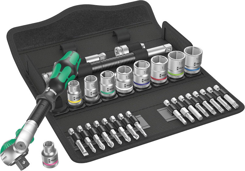 WERA Zyklop Speed Ratchet Set 8100 SA 6, 1/4" Drive, Metric, 28-Piece – Chrome Finish